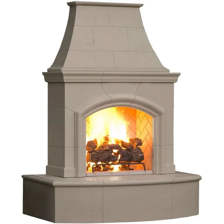 American Fyre Designs 87 Inch Vented Free-Standing Outdoor Phoenix Fireplace, 16 Inch Radiused Bullnose, No Recess, Black Lava, Key Value on the LEFT/Gas Source out the BACK- 017-01-N-BA-LBC