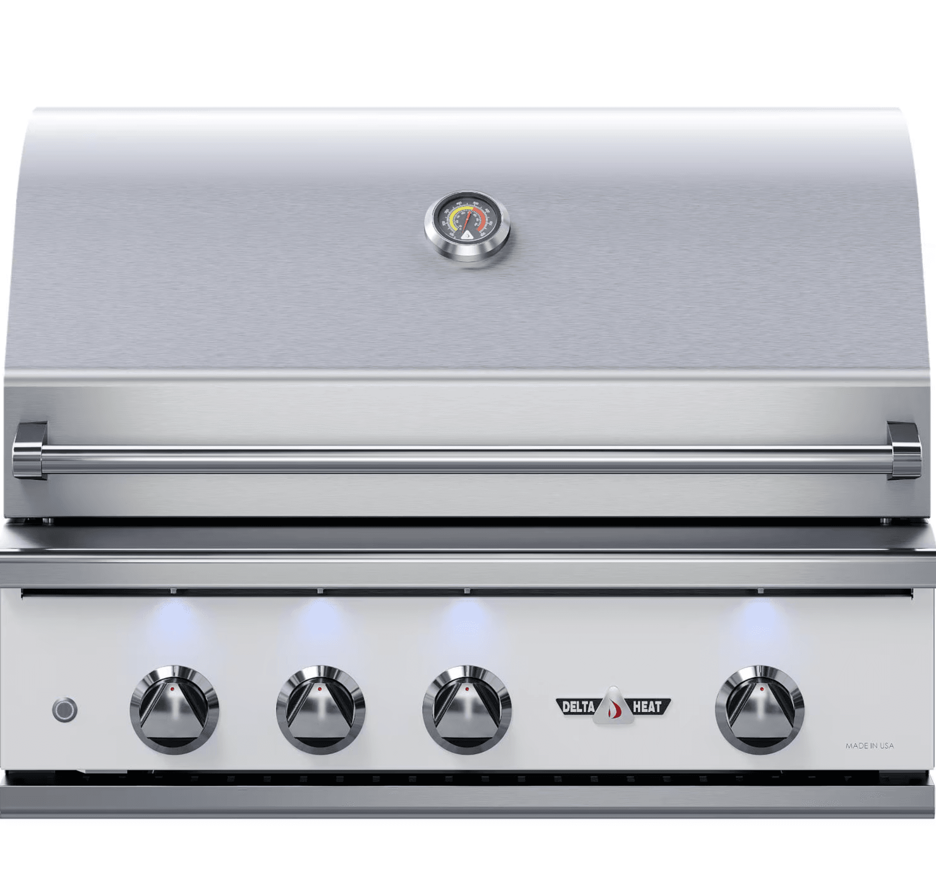 Delta Heat 38-Inch 3-Burner Built-In Natural Gas Grill w/ Rotisserie - White Control Panel - DHBQ38R-WN