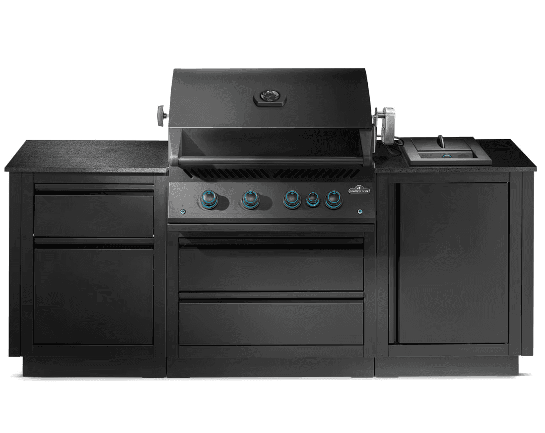 Napoleon OASIS 300 7 1/2 Ft Outdoor Kitchen Island w/ Natural Gas Grill & Side Burner- ODK300-BIG32RBNMK-1