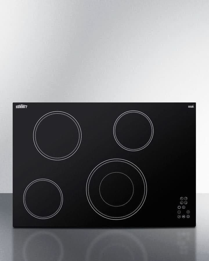 Summit - 30 Wide 208-240V 4-Burner Radiant Cooktop - CR4B30T11B