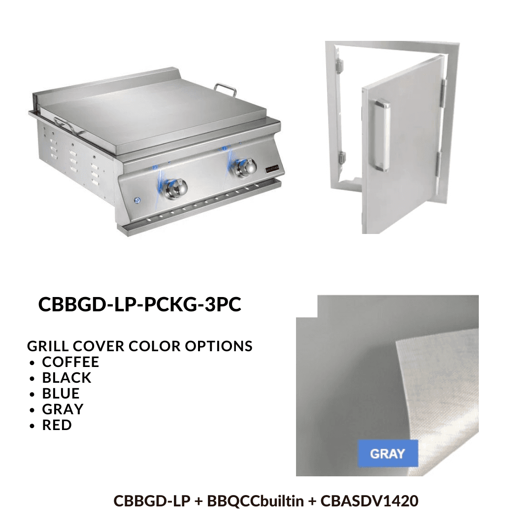 Whistler Basic Package Built-in Gas Griddle with Stainless Steel Access door and Custom Grill cover with 5 year warranty LP
