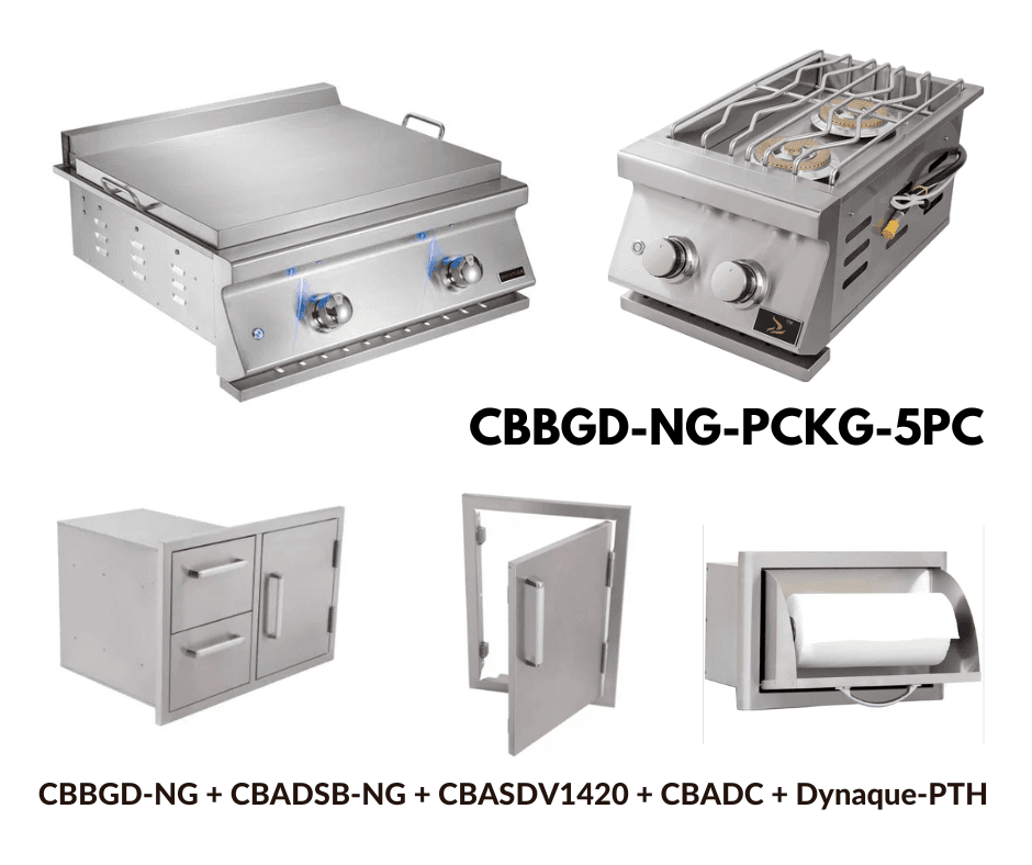Whistler Standard PackageĀ Built-in Gas Griddle with Double Side Burner, Stainless Steel Access door, Door Drawer Combo and Paper Towel Holder NG
