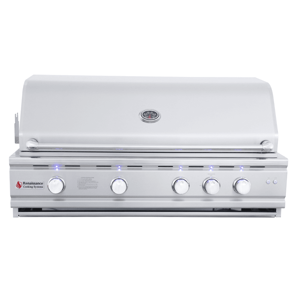 RCS Cutlass Pro - 42-Inch 4-Burner Built-In Grill with Blue LED Lights and Rear Burner - Natural Gas - RON42A