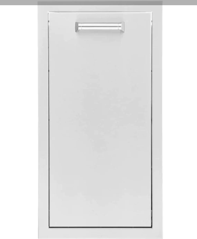 PCM 13-Inch Stainless Steel Narrow Roll-Out Trash Bin, Contempo - BBQ-260-TRNW-DRW + BBQ-350H-Handle